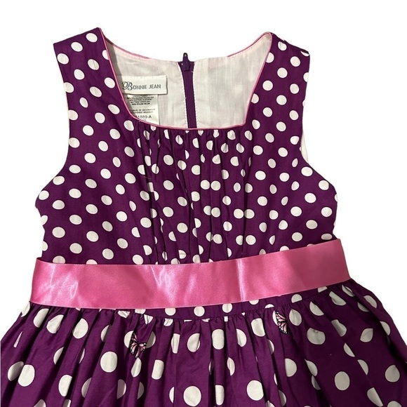 Bonnie Jean Purple Polka Dot Floral Dress Size 6X - Picture 3 of 6